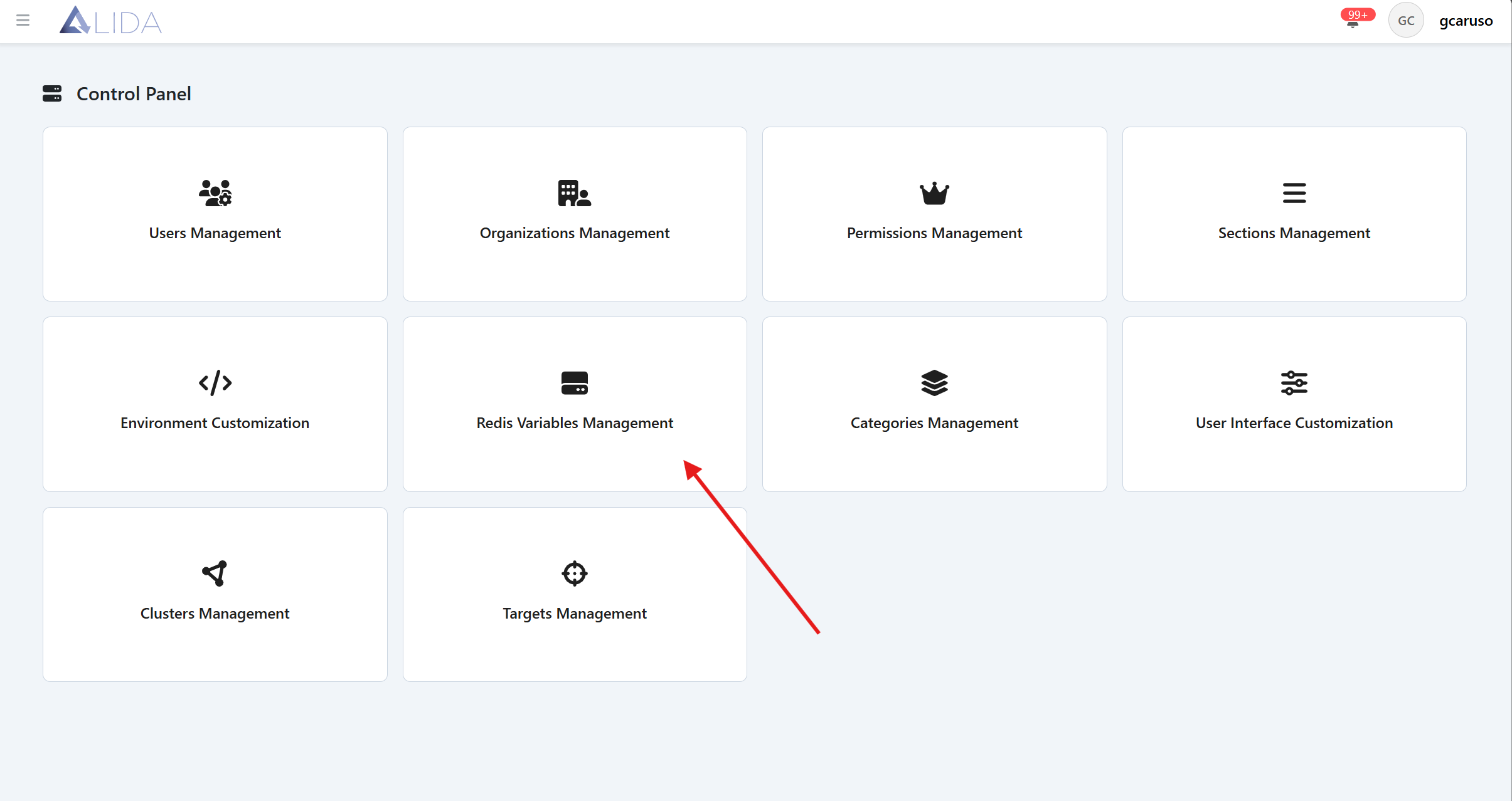 control-panel-page-with-redis-highlighted